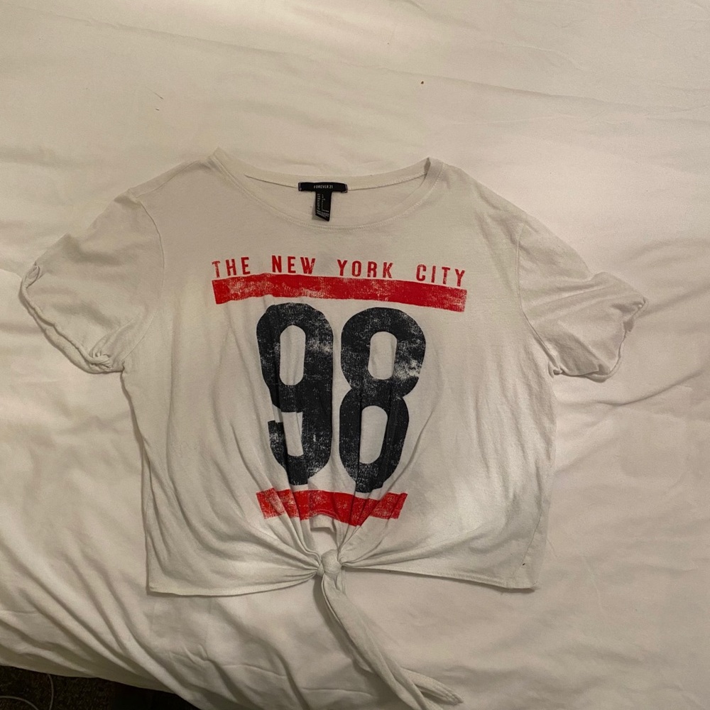 Forever 21 white crop graphic tee